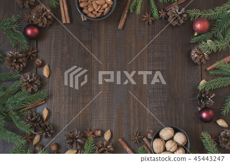 Christmas border with ingredient for baking. 45443247