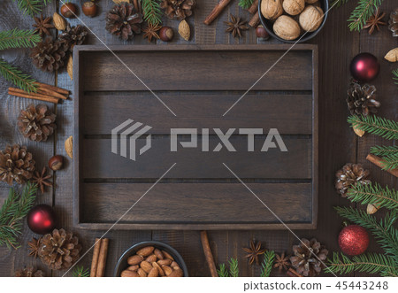 Christmas border with ingredient for baking. 45443248