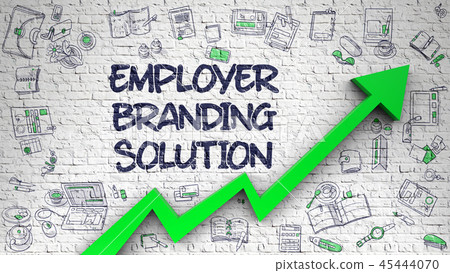 Employer Branding Solution Drawn on White Brick Wall. 3D. 45444070