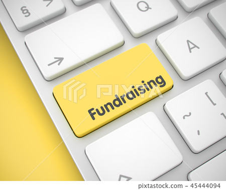 Fundraising - Text on Yellow Keyboard Keypad. 3D. 45444094