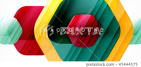Glossy color hexagons modern composition background, shiny glass design 45444575