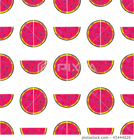 Watercolor watermelon seamless pattern. Hand painted abstract geometric background for surface 45444826