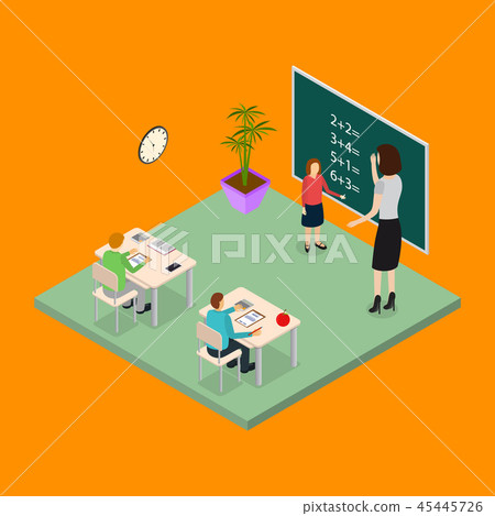 School Education Concept 3d Isometric View. Vector 45445726