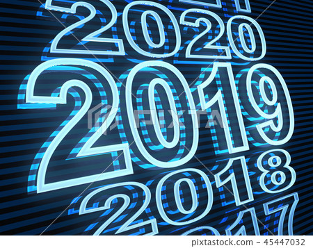 New year row date 2019 and blue light 45447032