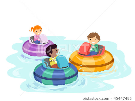 Stickman Kids Bumper Boat Illustration Stickman Kids Bumper Boat Illustration 45447495