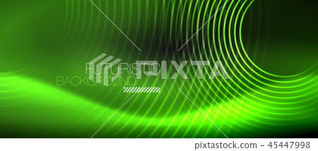 Dark abstract background with glowing neon circles 45447998