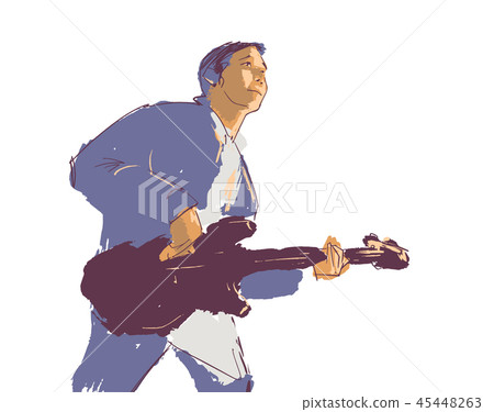 Illustration of young musician playing guitar 45448263