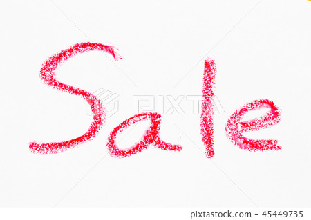 Oil pastel handdrawing in word sale on white paper Oil pastel handdrawing in word sale on white paper 45449735