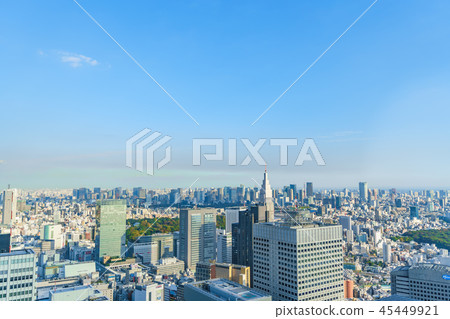 秋天陽光東京都市風景 45449921