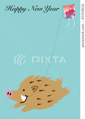 New Year's card of wild boar to be fried 45450628