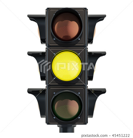 Traffic light with yellow color, 3D rendering 45451222