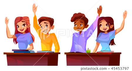 College students raise hands illustration 45453797