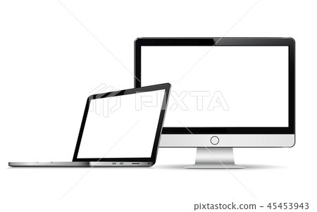 Blank computer display with laptop isolated 45453943
