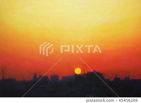 Landscape painting of Tokyo evening scene Landscape painting of Tokyo evening scene 45456209