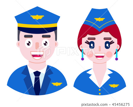 Cheerful pilot and happy stewardess 45456275