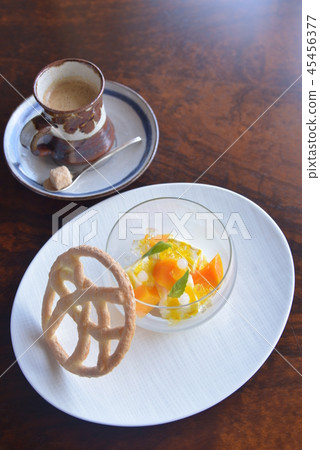 Fruit salad with cookies and coffee Fruit salad with cookies and coffee 45456377