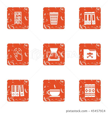 Compromising material icons set, grunge style 45457914