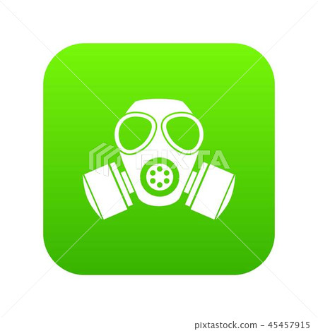 Chemical gas mask icon digital green Chemical gas mask icon digital green 45457915