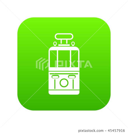 Tram front view icon digital green Tram front view icon digital green 45457916