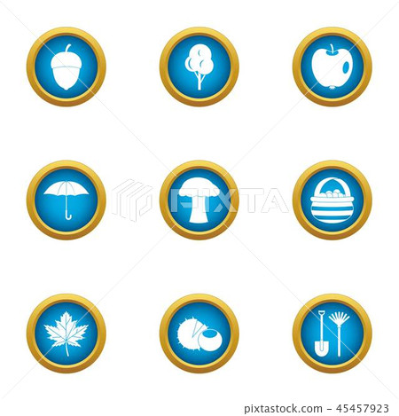 Rainy day icons set, flat style Rainy day icons set, flat style 45457923