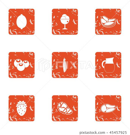 Comfortable lunch icons set, grunge style 45457925