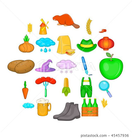 Autumn icons set, cartoon style Autumn icons set, cartoon style 45457936