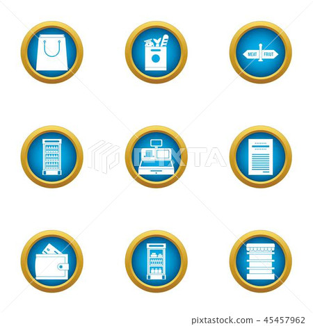 Money package icons set, flat style Money package icons set, flat style 45457962
