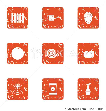 Garden walls icons set, grunge style Garden walls icons set, grunge style 45458004