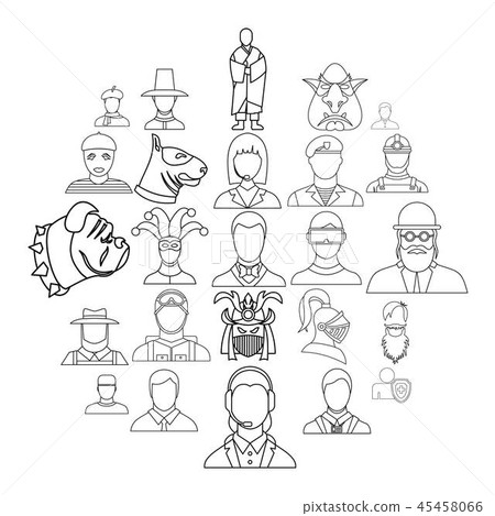 Embodiment icons set, outline style 45458066