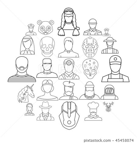 Avatar icons set, outline style Avatar icons set, outline style 45458074