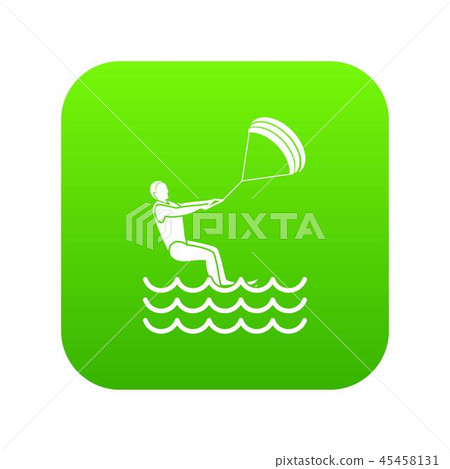 man takes part at kitesurfing icon digital green 45458131