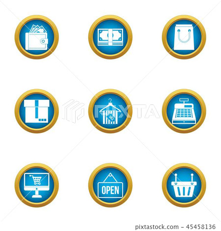 Unlatch store icons set, flat style Unlatch store icons set, flat style 45458136