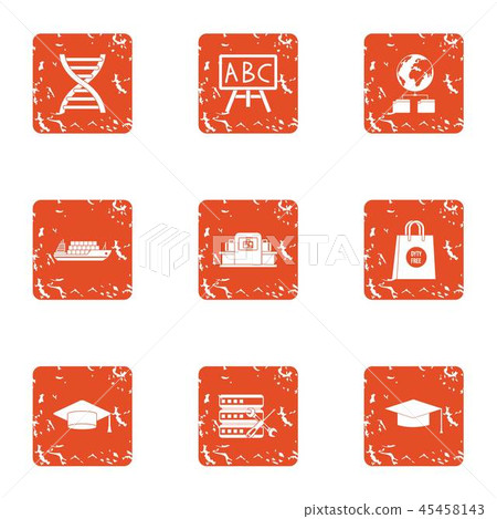 High school icons set, grunge style 45458143