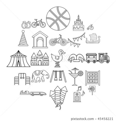 Coddle icons set, outline style Coddle icons set, outline style 45458221