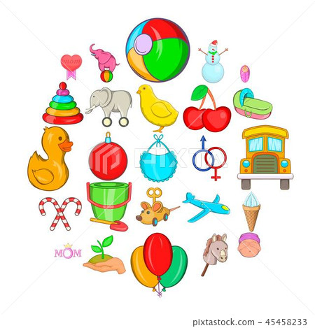 Baby care icons set, cartoon style Baby care icons set, cartoon style 45458233