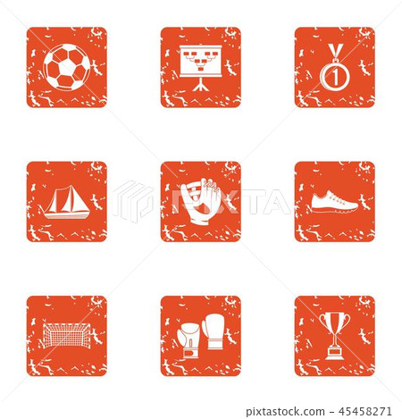 Sport luck icons set, grunge style 45458271
