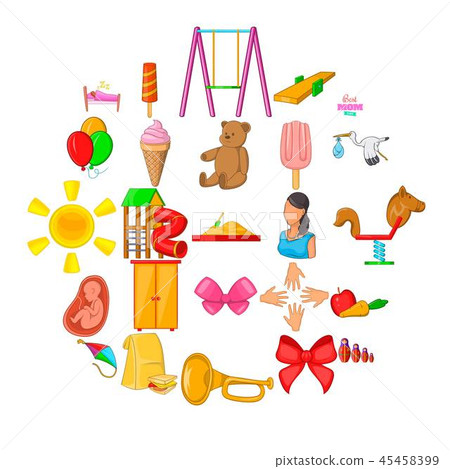 Welfare icons set, cartoon style 45458399