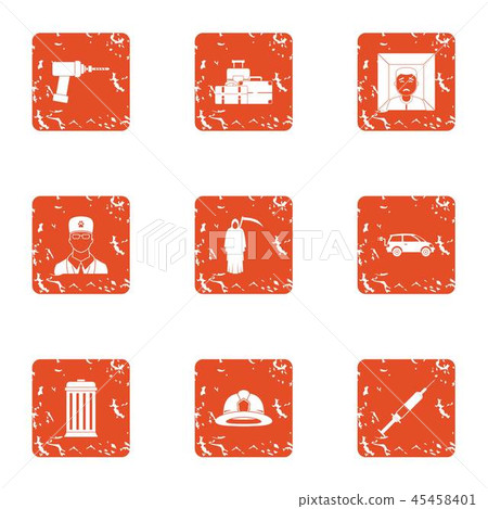 Procedure icons set, grunge style 45458401