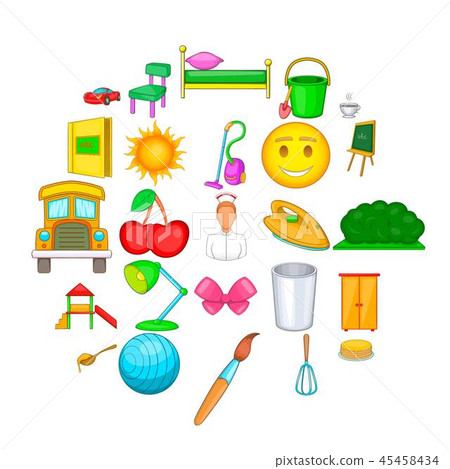 Baby tender icons set, cartoon style 45458434