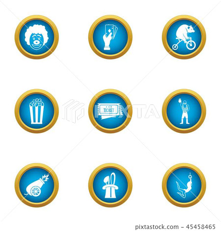 Popcorn show icons set, flat style Popcorn show icons set, flat style 45458465