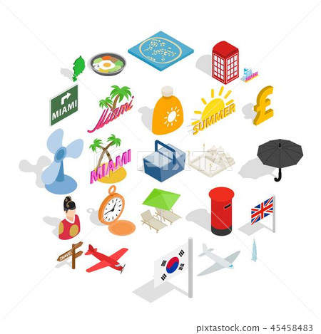 Itineration icons set, isometric style 45458483