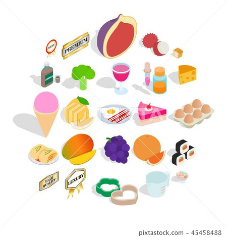 Filling a biscuit icons set, isometric style 45458488