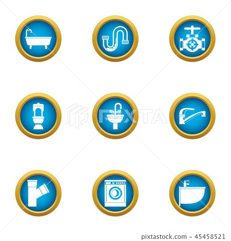 Latrine icons set, flat style 45458521