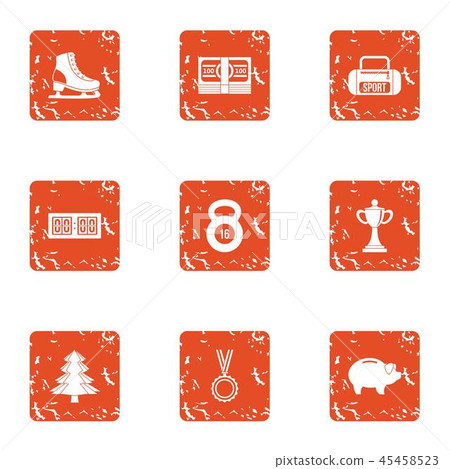 Sport show icons set, grunge style 45458523