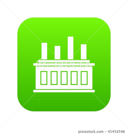Industrial factory building icon digital green - Stock Illustration ...