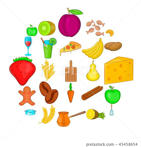 Goody icons set, cartoon style 45458654