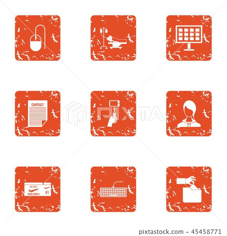 Transaction processing icons set, grunge style Transaction processing icons set, grunge style 45458771