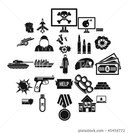 Warfare icons set, simple style Warfare icons set, simple style 45458772