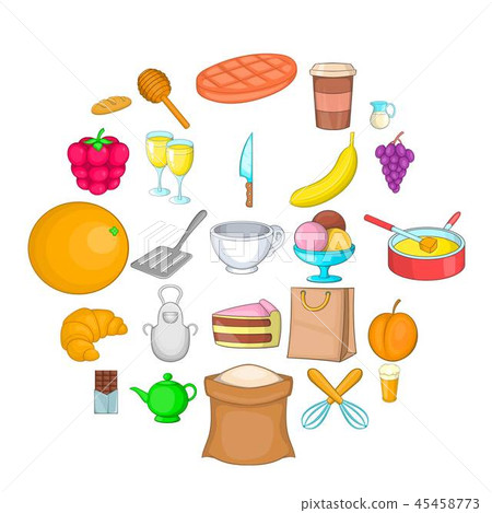 Roll icons set, cartoon style 45458773