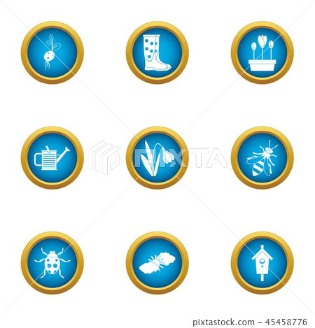Flowerpot icons set, flat style 45458776